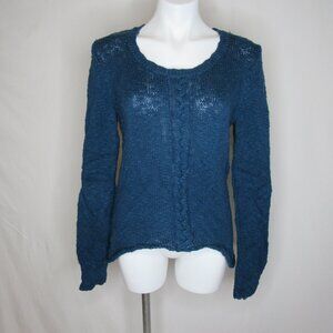 CAbi Blue Cable Knit Tunic Sweater High Low Women's M Medium Style 470